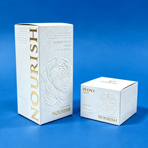Boîte <span class=keywords><strong>d</strong></span>'emballage en carton blanc avec impression recto-verso personnalisée, dorure à chaud et gaufrage, conception et échantillon gratuits - Product Image 1