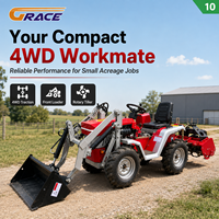 Tracteur agricole 4x4 de 18 CV avec rotoculteur, semoir et charrue, homologué CE, prix du pack tracteur agricole