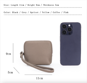Ando Bag Mini porte-monnaie zippé en cuir de vache véritable avec sangle de poignet pour femme - Product Image 3