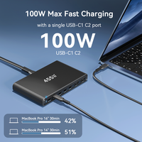 455W GaN 5.0 Station de charge rapide à 7 ports Multi-Device PD100W QC30W Chargeur de type C pleine puissance de qualité supérieure Chargeur USBC