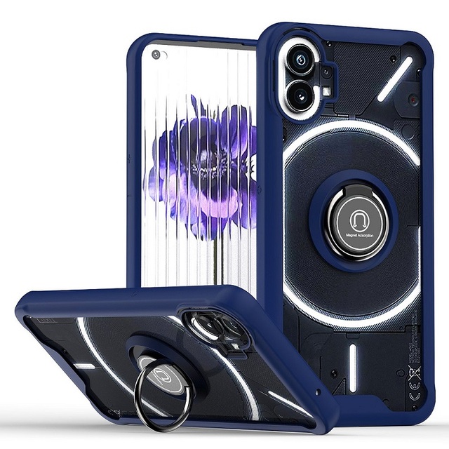 Transparent Hard PC Back Cover case for Nothing Phone 1 Shockproof Magnetic 360 Agree Rotation Bracket Mobile Phone case