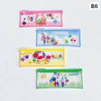 Sac de rangement portable à fermeture éclair en PVC translucide avec impression numérique, motifs de personnages de dessins animés créatifs, 4 tailles, pour papeterie et livres