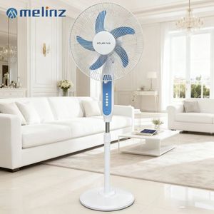 Rechargeable Metal Standing <strong>Fan</strong> <strong>with</strong> Built-in Solar Panel Lithium Battery USB Charging Adjustable Height <strong>Remote</strong> <strong>Control</strong> - Product Image 4