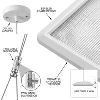 Suspension LED anti-éblouissement à double câble pour salle de classe, protection oculaire, diffuseur prismatique, directement de l'usine, pour écoles, bibliothèques, bureaux
