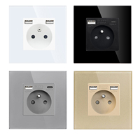 Prise murale électrique française en verre avec prises USB, type 86, 16A 220V