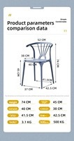 Chaise de salle à manger en plastique simple et moderne avec dossier, pour la maison, les restaurants, les bureaux, les réunions et les loisirs