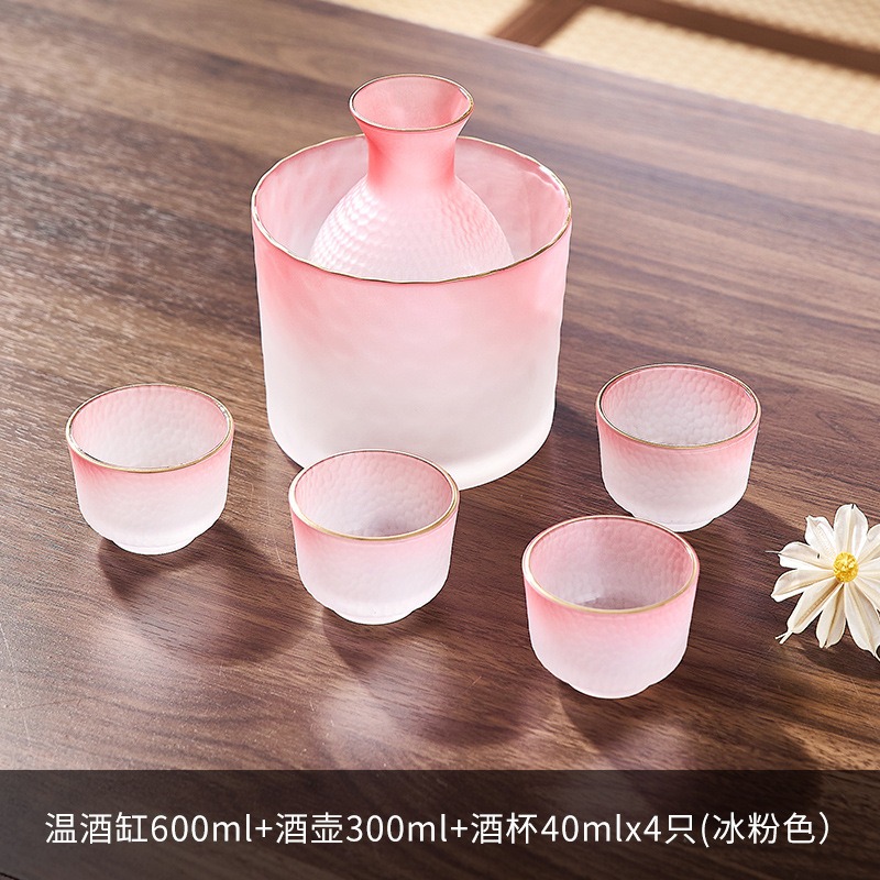 Hammered Sake Bottle Set (6 Pieces) - Ice Jelly