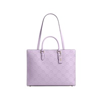 Sac fourre-tout en cuir personnalisé avec logo entièrement embossé, bandoulière réglable, sac à main de travail pour femme, vente en gros