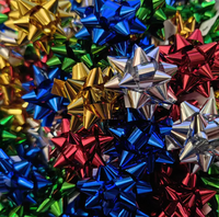 Rubans en gros de 1 pouce avec nœuds étoiles métalliques sur bobine en plastique, couleurs assorties, écologiques, pour la décoration de fêtes et de cadeaux