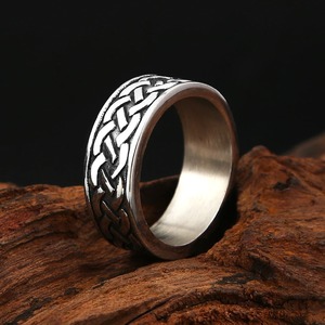 yunnique Viking <b>Men's</b> <b>Titanium</b> Steel <b>Ring</b> Geometric Kettle Knot Pattern Hip Hop Couple Jewelry Gift For <b>Men</b> - Product Image 1
