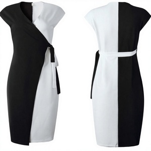 Vestidos Midi Casuales de Verano para Mujer, Cintura Imperio, Color Sólido, Tejido de Pana Translúcido, para Oficina - Product Image 4