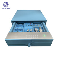 Coffret de sécurité miniature haut de gamme en cuir avec déverrouillage par empreinte digitale et tiroir divisé