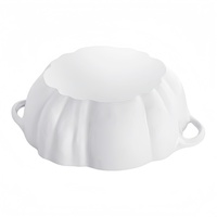Cocotte en fonte émaillée en forme de citrouille avec bouton unique et deux poignées pour la cuisine et la pâtisserie