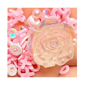 Hot bán ma thuật mờ 3D Rose resin Charms hồng đất sét sprinkles đối với trang sức làm hairclip Vòng Cổ Phụ Kiện