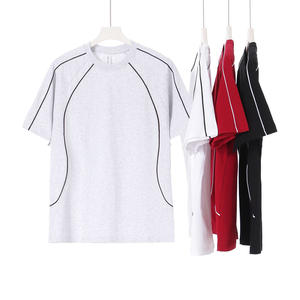 T-shirts pour hommes BYDH19587 100% coton 250 grammes, rayures contrastées, coupe ample, imprimé - Product Image 2