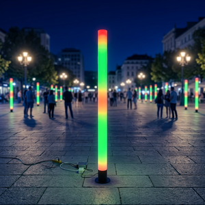 Lampe de sol en PVC cylindrique à LED pour l'extérieur, pour le jardin, avec un design contemporain - Product Image 5