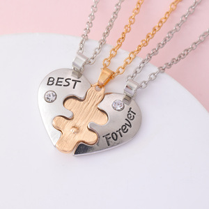 Go Party 3 Pcs/Set Colliers pendentifs cœur <span class=keywords><strong>d</strong></span>'amour brisé pour filles <span class=keywords><strong>Collier</strong></span> <span class=keywords><strong>d</strong></span>'<span class=keywords><strong>amitié</strong></span> pour enfants Colliers meilleurs amis pour toujours Puzzle - Product Image 3