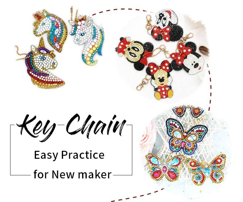 LL-YSK-5Pack DIY Diamond Painting Kits for Kids and Adult Beginners Valentine<i></i><i></i>'s Day Mother<i></i><i></i>'s Day Gift Diamond Painting Keychain