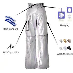 Pantaloni <span class=keywords><strong>Cargo</strong></span> da <span class=keywords><strong>donna</strong></span> con stile retrò americano Ultra-sottile a vita alta Multi-tasca ampia a gamba larga - Product Image 5