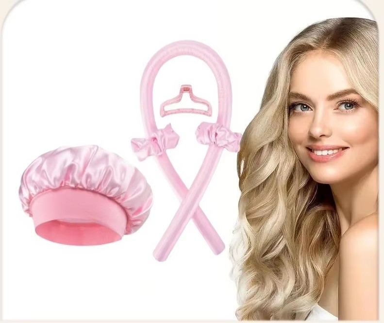 หมวกคลุมอาบน้ำสีชมพูพร้อมตัว S