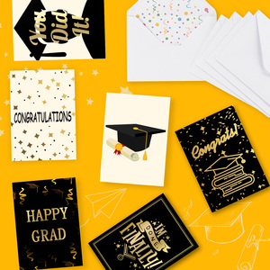 Tarjeta de felicitación de graduación de hoja de oro de lujo personalizada escritura a mano Bless papel recubierto en blanco tarjeta de felicitación de regalo con sobre - Product Image 4