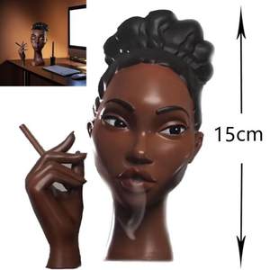Brûleur d'encens en résine tête africaine-Sculpture de femme fumeuse, décor d'aromathérapie, cadeau unique pour la maison, figurine d'art de bureau - Product Image 6