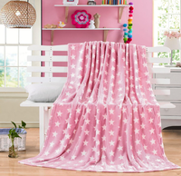 Plaid en flanelle polaire tricoté à motifs étoiles rose – Doux, moelleux, confortable, en microfibre écologique pour canapé, lit, chaise, toutes saisons