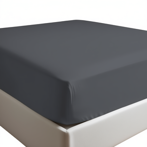 Sábana Ajustable 100% Algodón Gris Oscuro Italiana King 180x200cm - Product Image 3