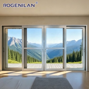 Rogenilan <span class=keywords><strong>Porte</strong></span> <span class=keywords><strong>coulissante</strong></span> en verre à revêtement creux à cadre en aluminium argenté, portes coulissantes pour appartements et cours d'habitation - Product Image 1