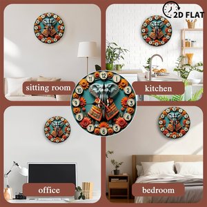 Round Wooden Wall <b>Clock</b> 25x25Cm Silent Non Ticking Low Profile Decor For Small Apartment - Product Image 3