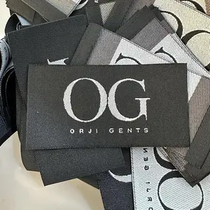 Sew On Custom Private Name Logo High Density End Folded Etiquette Textile Woven Labels