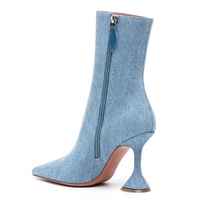 Fournisseur de chaussures grande taille Bottes en jean bleu à talons hauts noires et personnalisées à la mode pour femmes