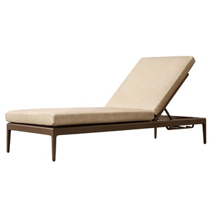 Chaise longue d'extérieur <span class=keywords><strong>en</strong></span> teck <span class=keywords><strong>de</strong></span> qualité supérieure, structure stable, confortable, coussin à séchage rapide, imperméable, <span class=keywords><strong>en</strong></span> bois. - Product Image 1