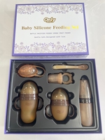 Kit d'alimentation pour bébé en silicone de qualité alimentaire, sans BPA, comprenant biberon, biberon souple pour pâte de riz, distributeur de fruits, sucette et cuillère