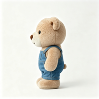 Ours en peluche personnalisé, mignon et doux, avec salopette en jean bleue, jouet en peluche confortable