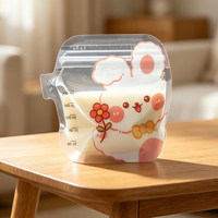 Sacs de conservation de lait maternel en PET/PE de 7 oz, double fermeture éclair, auto-scellants, pour congélateur, avec échelle de mesure, vente en gros, OEM