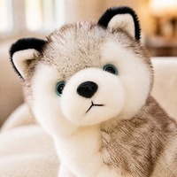 Peluche réaliste de chiot Husky qui fait la tête vers l'arrière, petite peluche Husky mignonne, jouet d'aide au sommeil pour chien