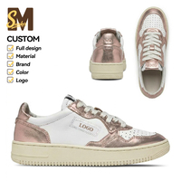 Sneakers basses personnalisées MS, baskets épaisses en cuir blanc et or rose, chaussures décontractées de créateur pour hommes et femmes, logo OEM, marque