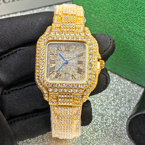 Relojes de Lujo con Diamantes de 35 mm para Mujer, Reloj de Pulsera Cuadrado Plateado con Incrustaciones de Diamantes, Joyería de Alta Calidad para Fiestas - Product Image 4