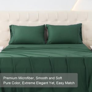 100% Polyester Microfiber Solid Color Brushed <b>Sheet</b> Set Home and Hotel Bedsheets with <b>Fitted</b> & <b>Flat</b> <b>Sheets</b> - Product Image 3