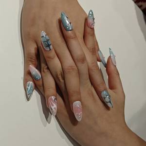 <span class=keywords><strong>Uñas</strong></span> Postizas de Moda Muhaha: Degradado Azul-<span class=keywords><strong>Rosa</strong></span> Estilo Y2K para Millennials - Product Image 3