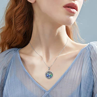 Haute qualité 925 argent Sterling ormeau coquille arbre de vie Photo photos médaillon pendentif collier
