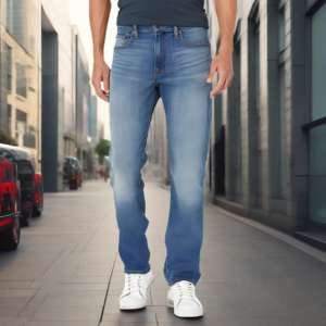 กางเกงยีนส์ขาตรงสไตล์วินเทจของผู้ชายกางเกงยีนส์ลำลองสีเข้มซักได้อย่างมีความสุขสำหรับฤดูใบไม้ร่วงฤดูหนาว - Product Image 1