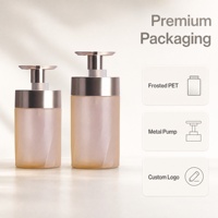 Flacon pompe PET de luxe 400ml 500ml, flacon cosmétique en métal électroplaqué pour shampoing, gel douche, lotion corporelle, logo personnalisé
