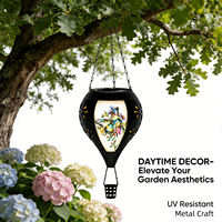 Lampe solaire LED suspendue en forme de montgolfière pour jardin extérieur avec effet flamme