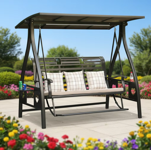 Lit balançoire d'extérieur moderne en aluminium robuste <span class=keywords><strong>avec</strong></span> <span class=keywords><strong>toit</strong></span> solaire et tables latérales, résistant aux intempéries, <span class=keywords><strong>hamac</strong></span> de jardin – Tendance 2026 - Product Image 6