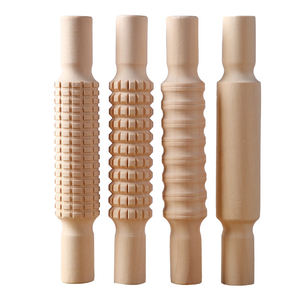 دبوس لف الخشب بكرة العجين المعجنات للأطفال لعبة أدوات الخبز نمط الطين النقش دبابيس المتداول - Product Image 6