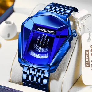 Touch Screen BINBOND 01 Luxury Fashion Men's LED Watch Big Dial Style Locomotive Concept Watch Men's Steel Strap Watches