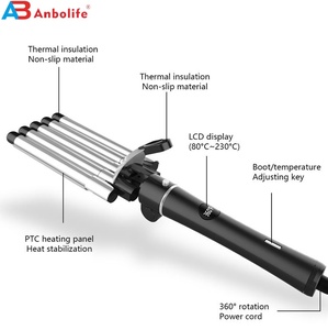 Fer <span class=keywords><strong>à</strong></span> boucler professionnel 450F <span class=keywords><strong>à</strong></span> 5 barils pour cheveux ondulés avec écran LCD et affichage de la température - Product Image 1