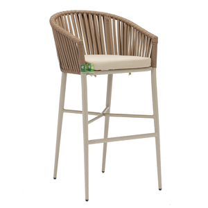 Tabouret <span class=keywords><strong>de</strong></span> <span class=keywords><strong>bar</strong></span> haut d'extérieur en corde tressée avec <span class=keywords><strong>coussin</strong></span> (E7083RB) - Product Image 1